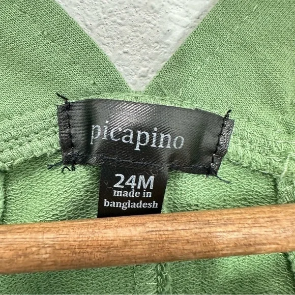 Picapino Toddler Size 24 Month Cotton Snap Overalls Silly Monster Green Shortall - Picture 2 of 4